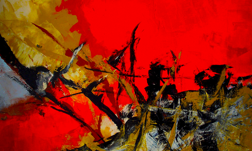 Abstrato Vermelo Preto E Ocre Marisa Ranali Site